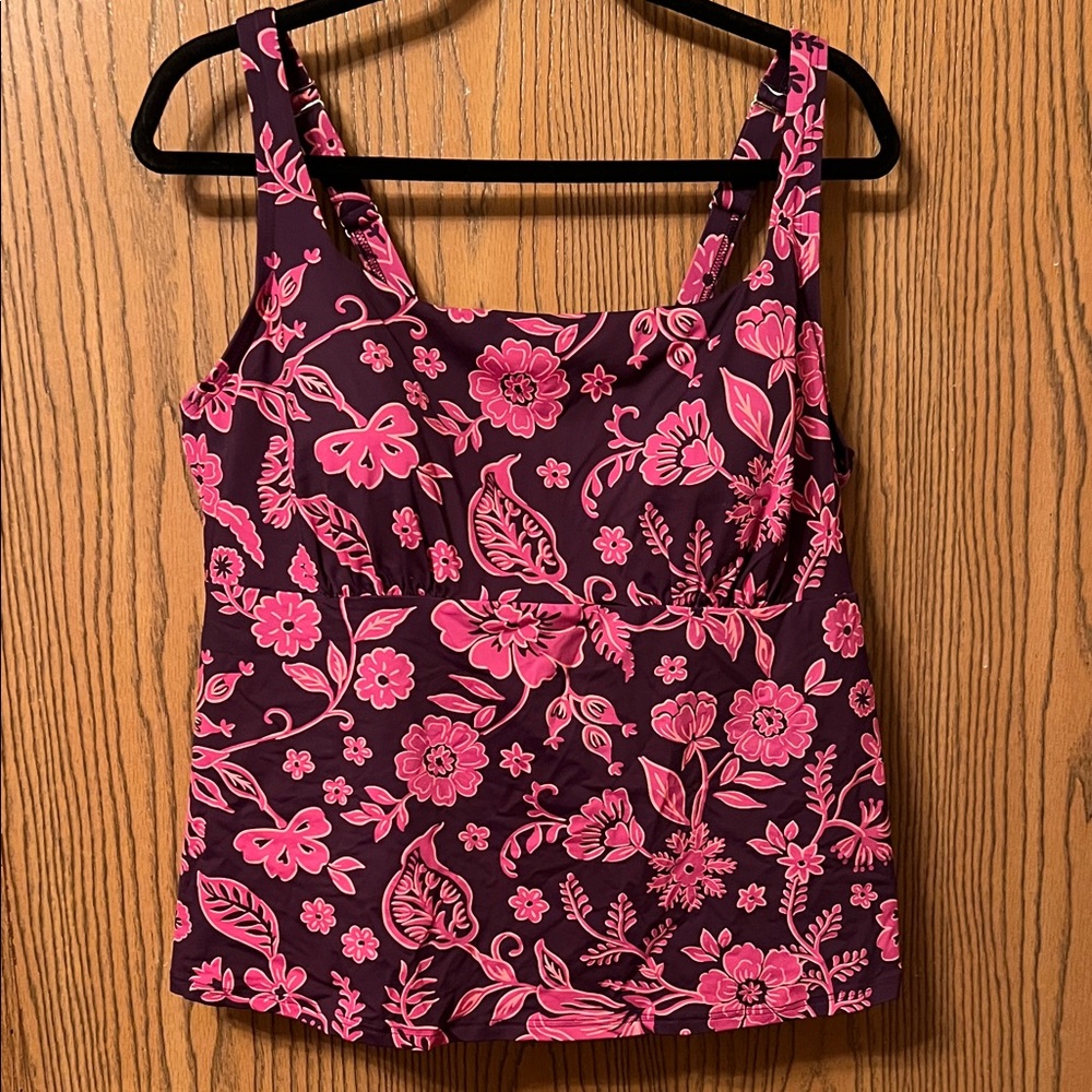 Lands End Tankini Floral Pink Women's Swim Top